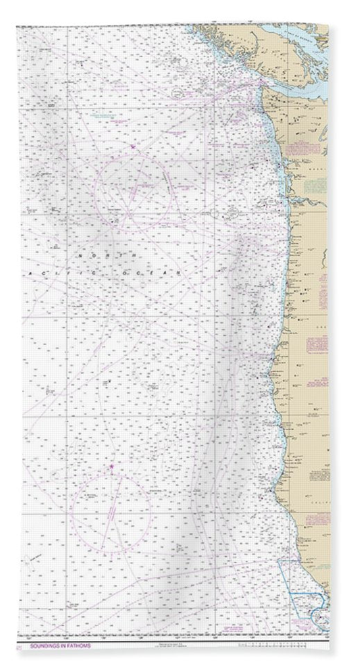 Nautical Chart-18007 San Francisco-cape Flattery - Bath Towel
