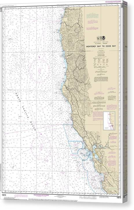 Nautical Chart-18010 Monterey Bay-Coos Bay Canvas Print