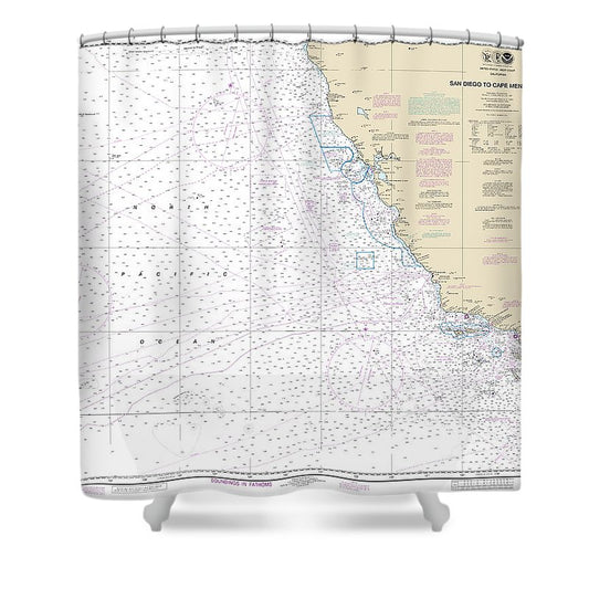 Nautical Chart 18020 San Diego Cape Mendocino Shower Curtain