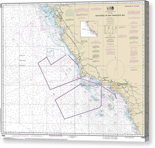 Nautical Chart-18022 San Diego-San Francisco Bay Canvas Print