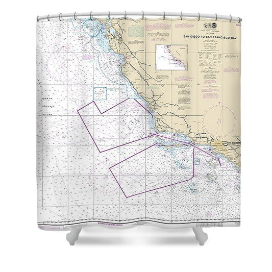 Nautical Chart 18022 San Diego San Francisco Bay Shower Curtain