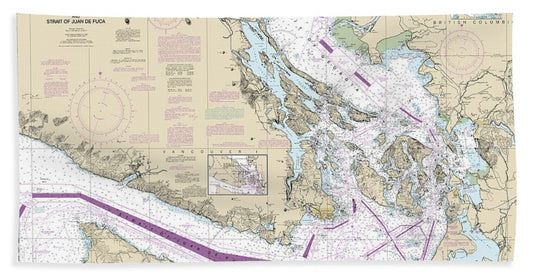 Nautical Chart-18400 Strait-georgia-strait-juan De Fuca - Bath Towel