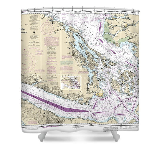 Nautical Chart 18400 Strait Georgia Strait Juan De Fuca Shower Curtain