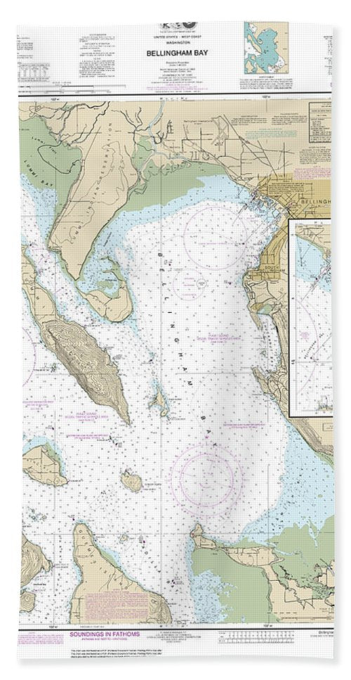 Nautical Chart-18424 Bellingham Bay, Bellingham Harbor - Beach Towel