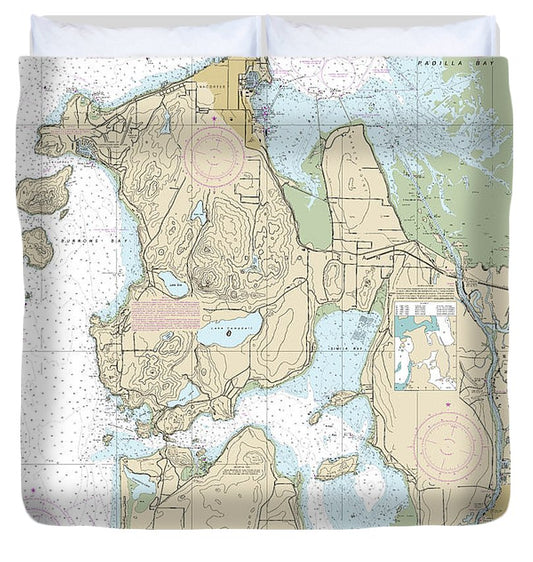 Nautical Chart 18427 Anacortes Skagit Bay Duvet Cover