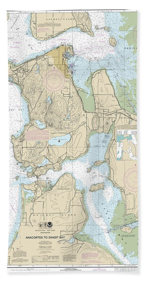 Nautical Chart-18427 Anacortes-skagit Bay - Beach Towel