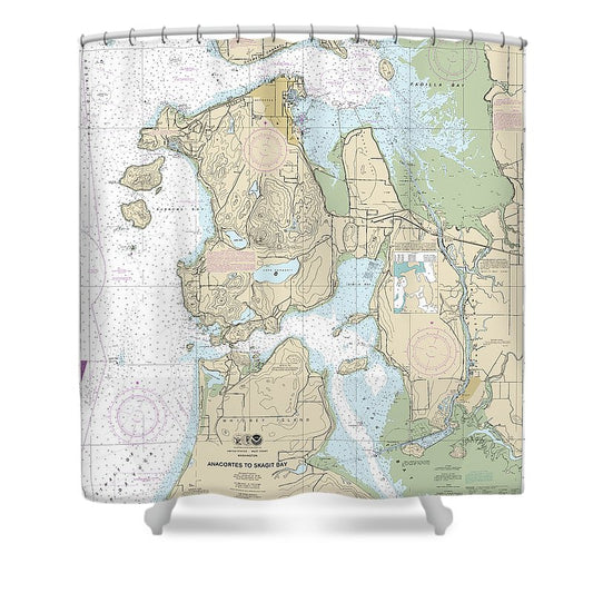 Nautical Chart 18427 Anacortes Skagit Bay Shower Curtain