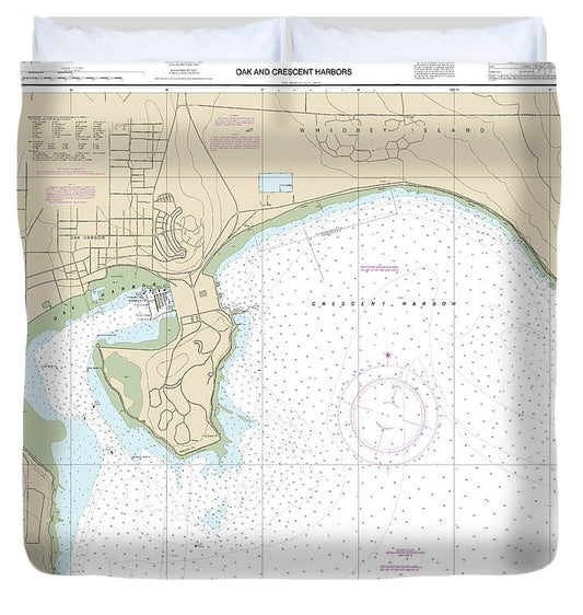 Nautical Chart 18428 Oak Crescent Harbors Duvet Cover