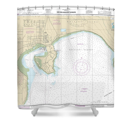Nautical Chart 18428 Oak Crescent Harbors Shower Curtain
