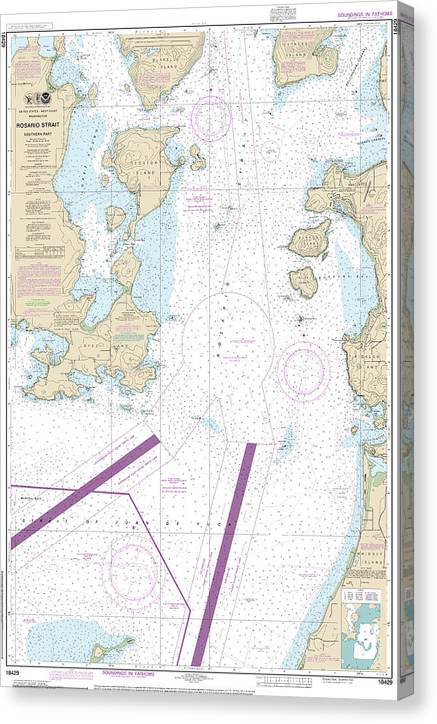 Nautical Chart-18429 Rosario Strait-Southern Part Canvas Print