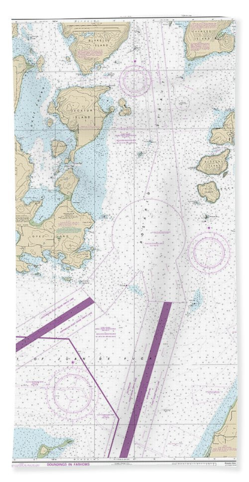 Nautical Chart-18429 Rosario Strait-southern Part - Beach Towel