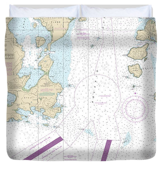 Nautical Chart 18429 Rosario Strait Southern Part Duvet Cover