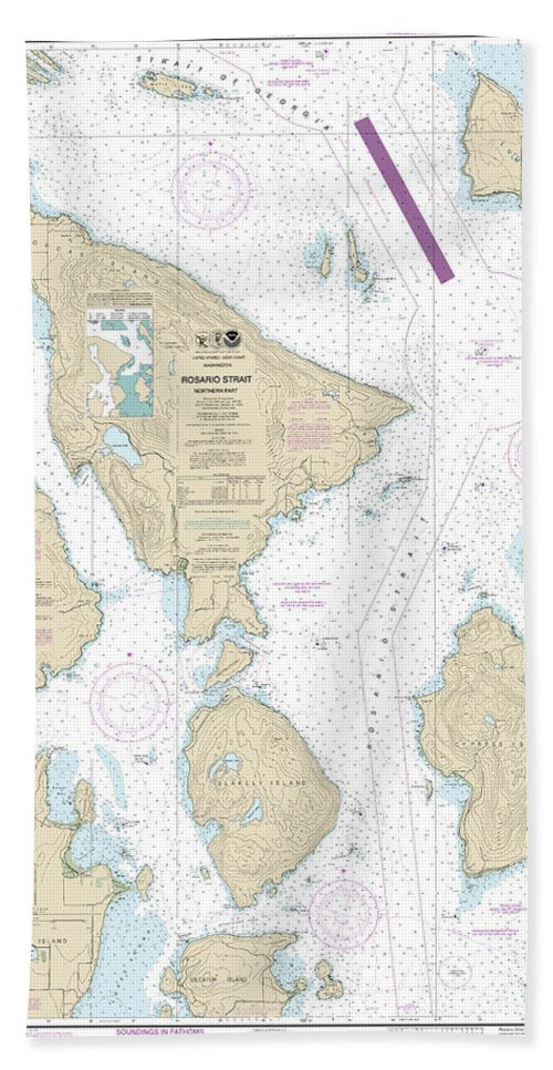 Nautical Chart-18430 Rosario Strait-northern Part - Bath Towel