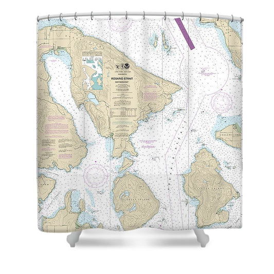 Nautical Chart 18430 Rosario Strait Northern Part Shower Curtain