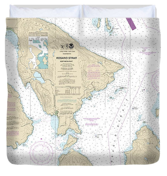 Nautical Chart 18430 Rosario Strait Northern Part Duvet Cover