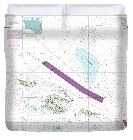 Nautical Chart 18431 Rosario Stait Cherry Point Duvet Cover