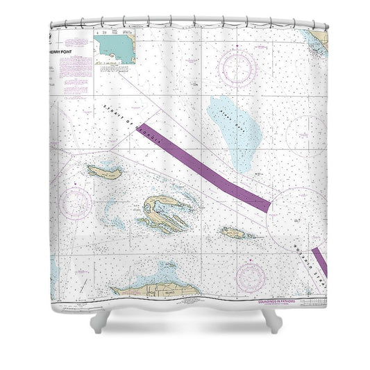 Nautical Chart 18431 Rosario Stait Cherry Point Shower Curtain