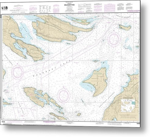 A beuatiful Metal Print of the Nautical Chart-18432 Boundary Pass - Metal Print by SeaKoast.  100% Guarenteed!
