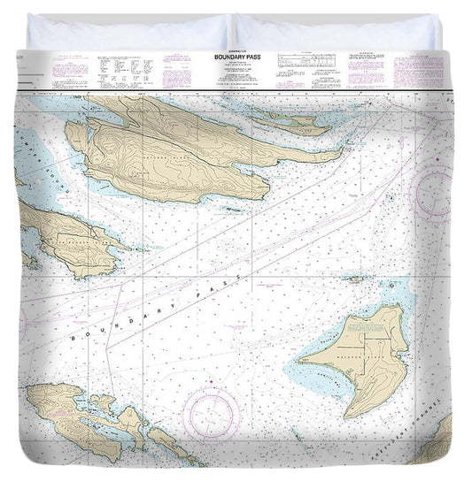 Nautical Chart 18432 Boundary Pass Duvet Cover