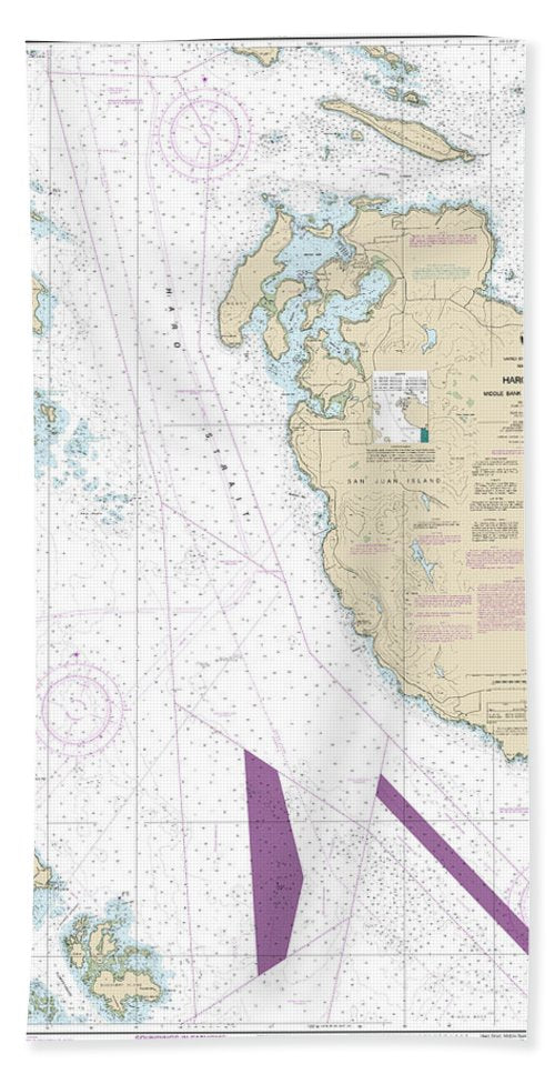 Nautical Chart-18433 Haro-strait-middle Bank-stuart Island - Beach Towel