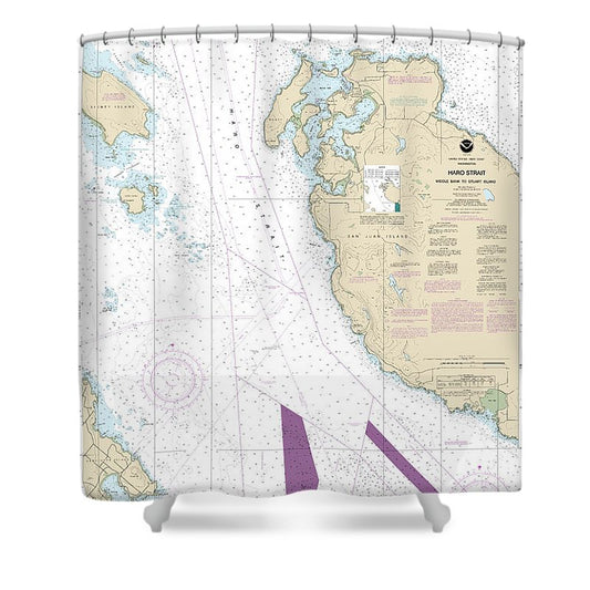 Nautical Chart 18433 Haro Strait Middle Bank Stuart Island Shower Curtain
