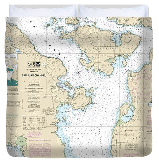 Nautical Chart 18434 San Juan Channel Duvet Cover
