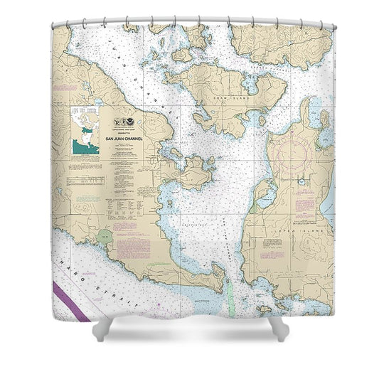 Nautical Chart 18434 San Juan Channel Shower Curtain
