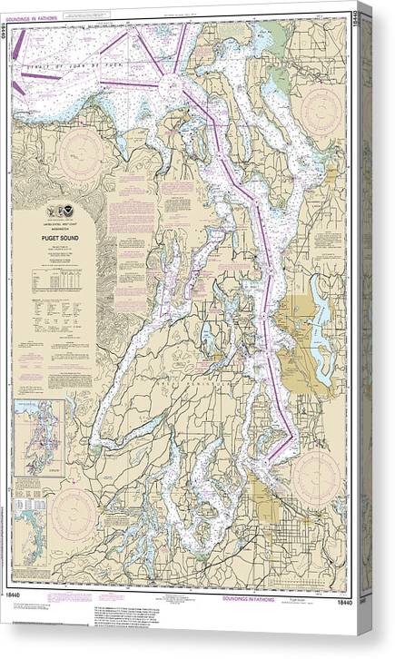Nautical Chart-18440 Puget Sound Canvas Print