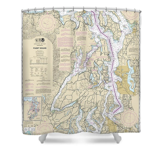 Nautical Chart 18440 Puget Sound Shower Curtain