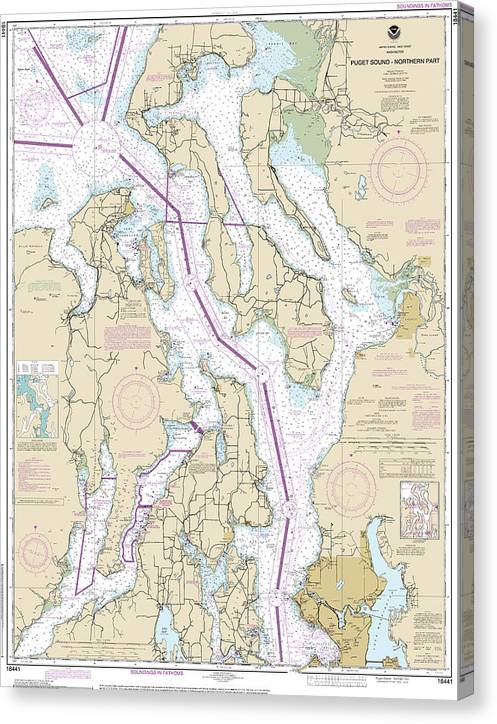 Nautical Chart-18441 Puget Sound-Northern Part Canvas Print