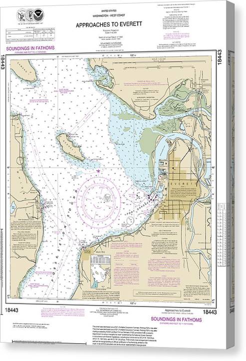 Nautical Chart-18443 Approaches-Everett Canvas Print