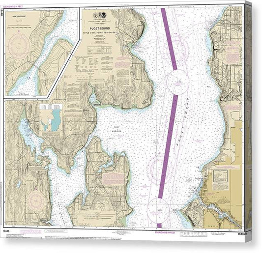 Nautical Chart-18446 Puget Sound-Apple Cove Point-Keyport, Agate Passage Canvas Print
