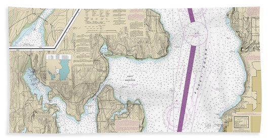 Nautical Chart-18446 Puget Sound-apple Cove Point-keyport, Agate Passage - Beach Towel