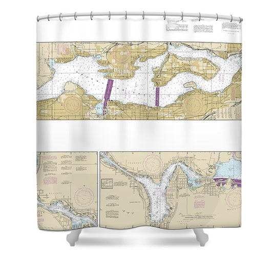 Nautical Chart 18447 Lake Washington Ship Canal Lake Washington Shower Curtain
