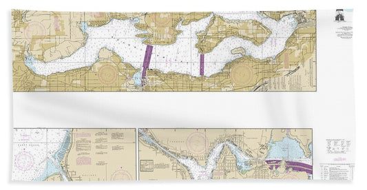 Nautical Chart-18447 Lake Washington Ship Canal-lake Washington - Bath Towel