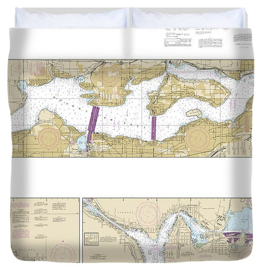 Nautical Chart 18447 Lake Washington Ship Canal Lake Washington Duvet Cover