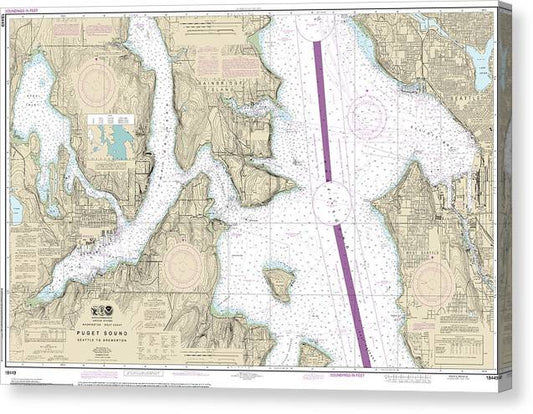 Nautical Chart-18449 Puget Sound-Seattle-Bremerton Canvas Print