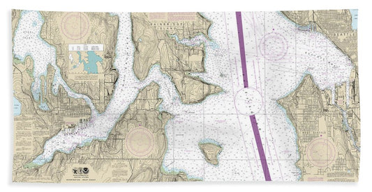 Nautical Chart-18449 Puget Sound-seattle-bremerton - Bath Towel