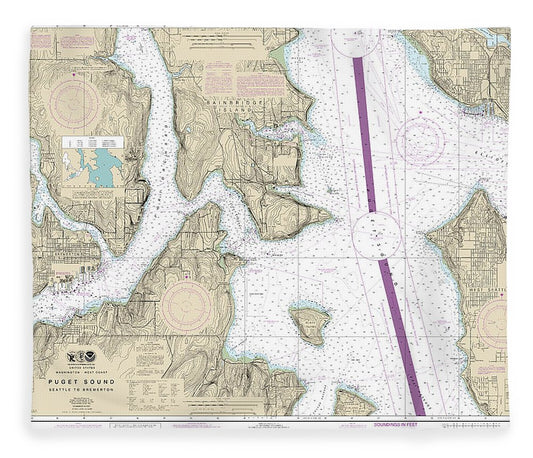 Nautical Chart 18449 Puget Sound Seattle Bremerton Blanket