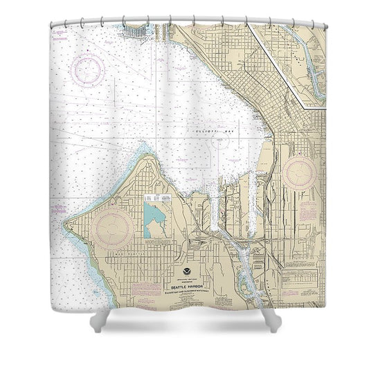 Nautical Chart 18450 Seattle Harbor, Elliott Bay Duwamish Waterway Shower Curtain