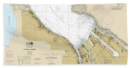 Nautical Chart-18453 Tacoma Harbor - Beach Towel