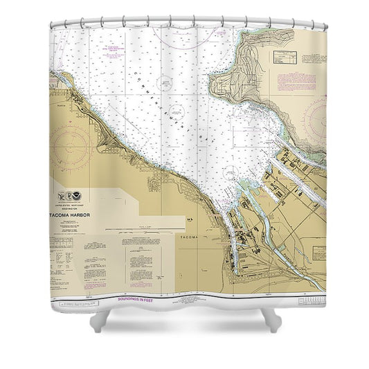Nautical Chart 18453 Tacoma Harbor Shower Curtain