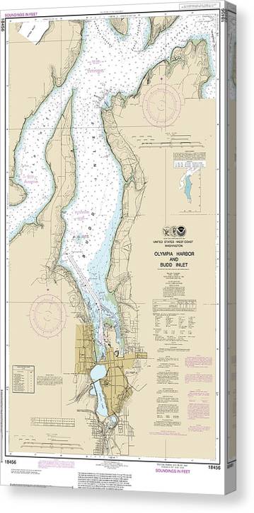 Nautical Chart-18456 Olympia Harbor-Budd Inlet Canvas Print