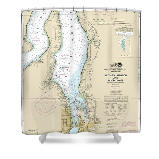 Nautical Chart 18456 Olympia Harbor Budd Inlet Shower Curtain
