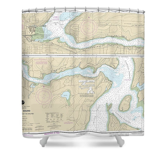 Nautical Chart 18457 Puget Sound Hammersley Inlet Shelton Shower Curtain