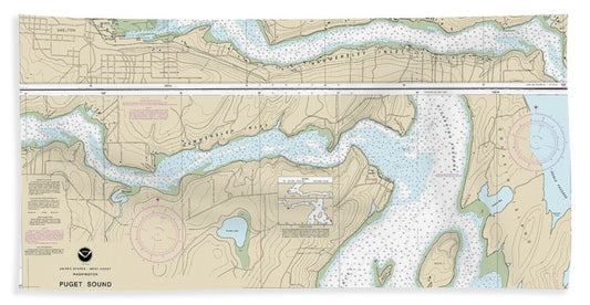 Nautical Chart-18457 Puget Sound-hammersley Inlet-shelton - Beach Towel