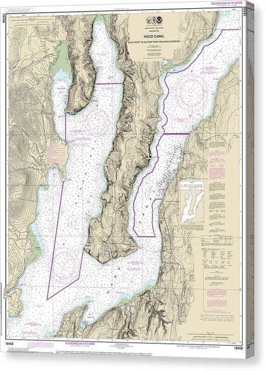 Nautical Chart-18458 Hood Canal-South Point-Quatsap Point Including Dabob Bay Canvas Print