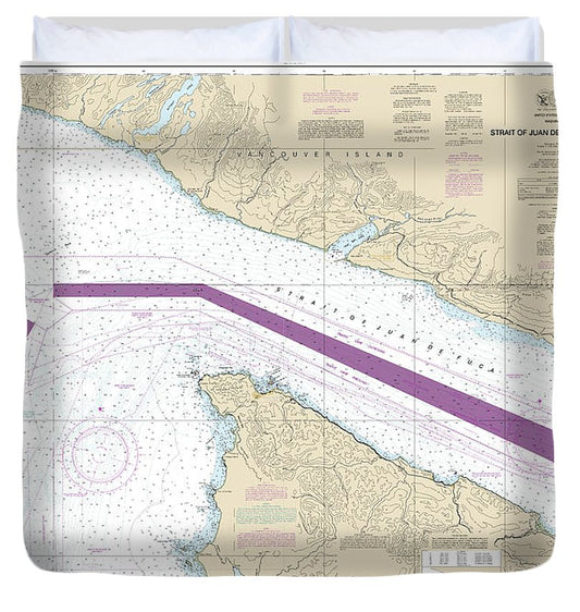 Nautical Chart 18460 Stait Juan De Fuca Entrance Duvet Cover