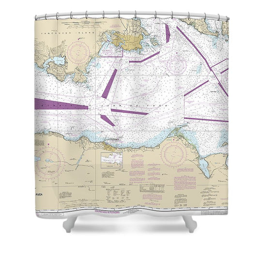 Nautical Chart 18465 Strait Juan De Fuca Eastern Part Shower Curtain