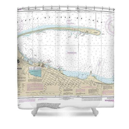 Nautical Chart 18468 Port Angeles Shower Curtain